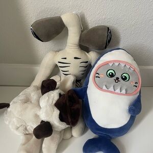 Plush soft Toy Set - cat-shark bulldog and monster siren